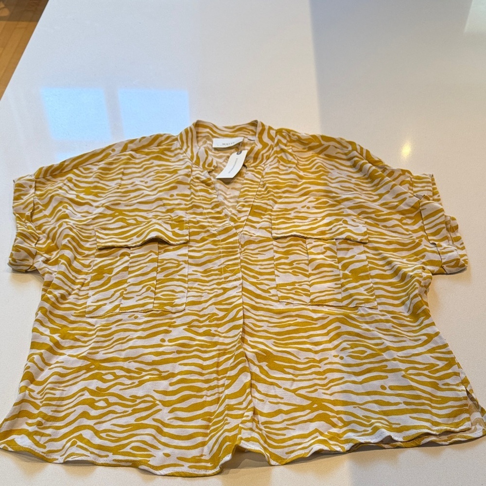 🆕 Mauve by Anthropology Zebra Print Relaxed Cargo Pocket Blouse, Size S - Picture 6 of 10